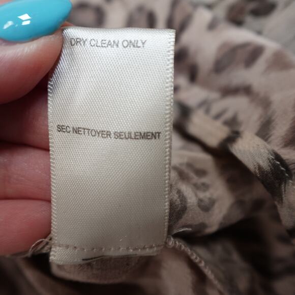 Rebecca‎ Taylor Dress Womens 2 Silk Shirred hem Mini Animal Print Balloon Sleeve - Picture 6 of 11